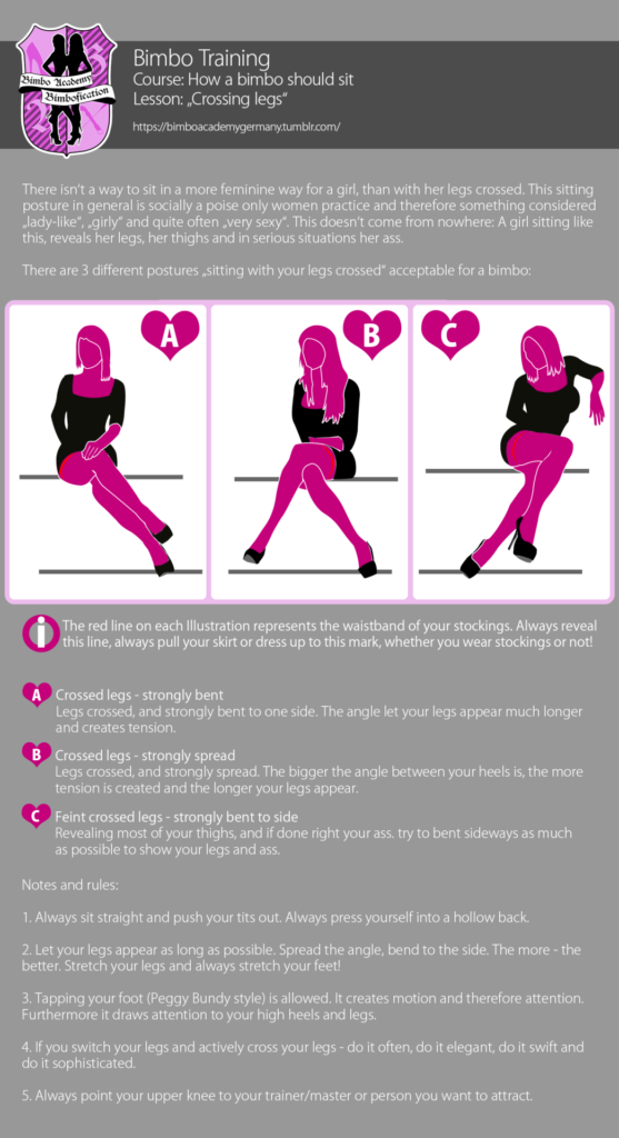 Bimbo Training “how A Bimbo Should Sit Crossing Legs” Pink Bimbo Academy 7383